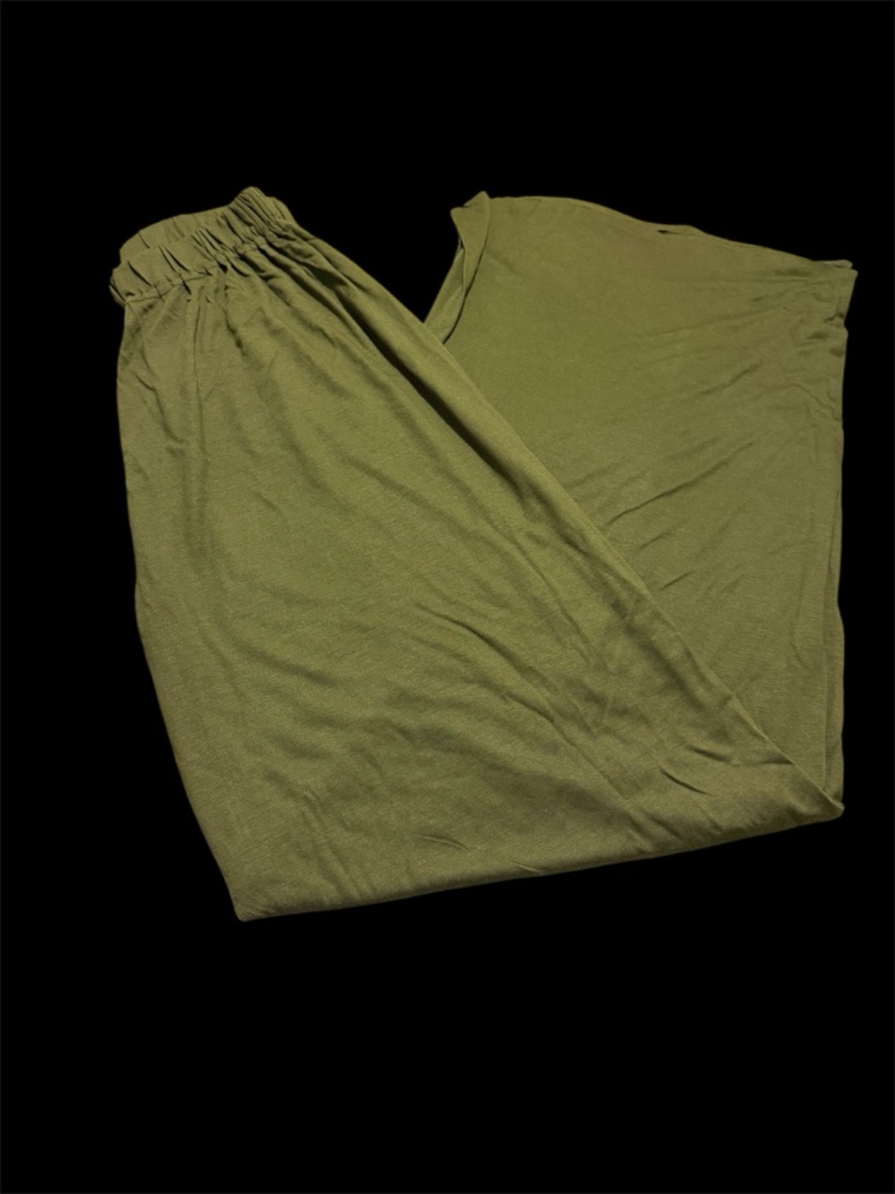 Olive Green Stretchy Pants with Elastic Waist